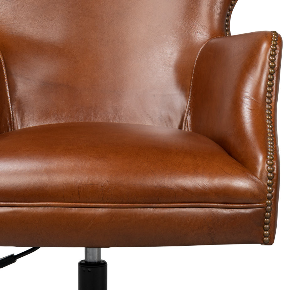 Andrew Jackson Swivel Brown Leather Desk Chair Havana Leather   Transitional   Armchairs And Accent Chairs   by Sideboards and Things  Houzz