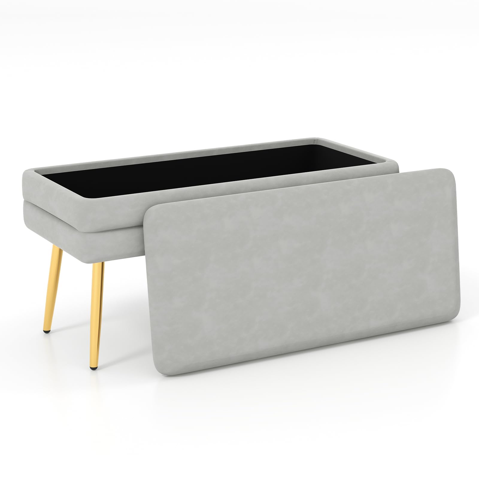 Giantex Ottoman with Storage - Upholstered Storage Ottoman Bench