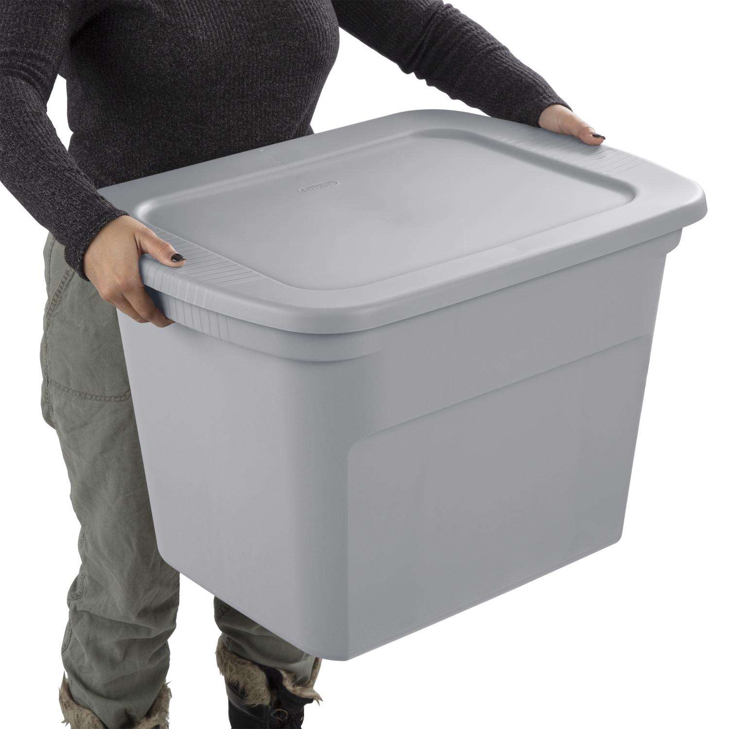 Sterilite 18 gal Gray Storage Tote 16-1/8 in. H X 23-1/2 in. W X 18-3/8 in. D Stackable