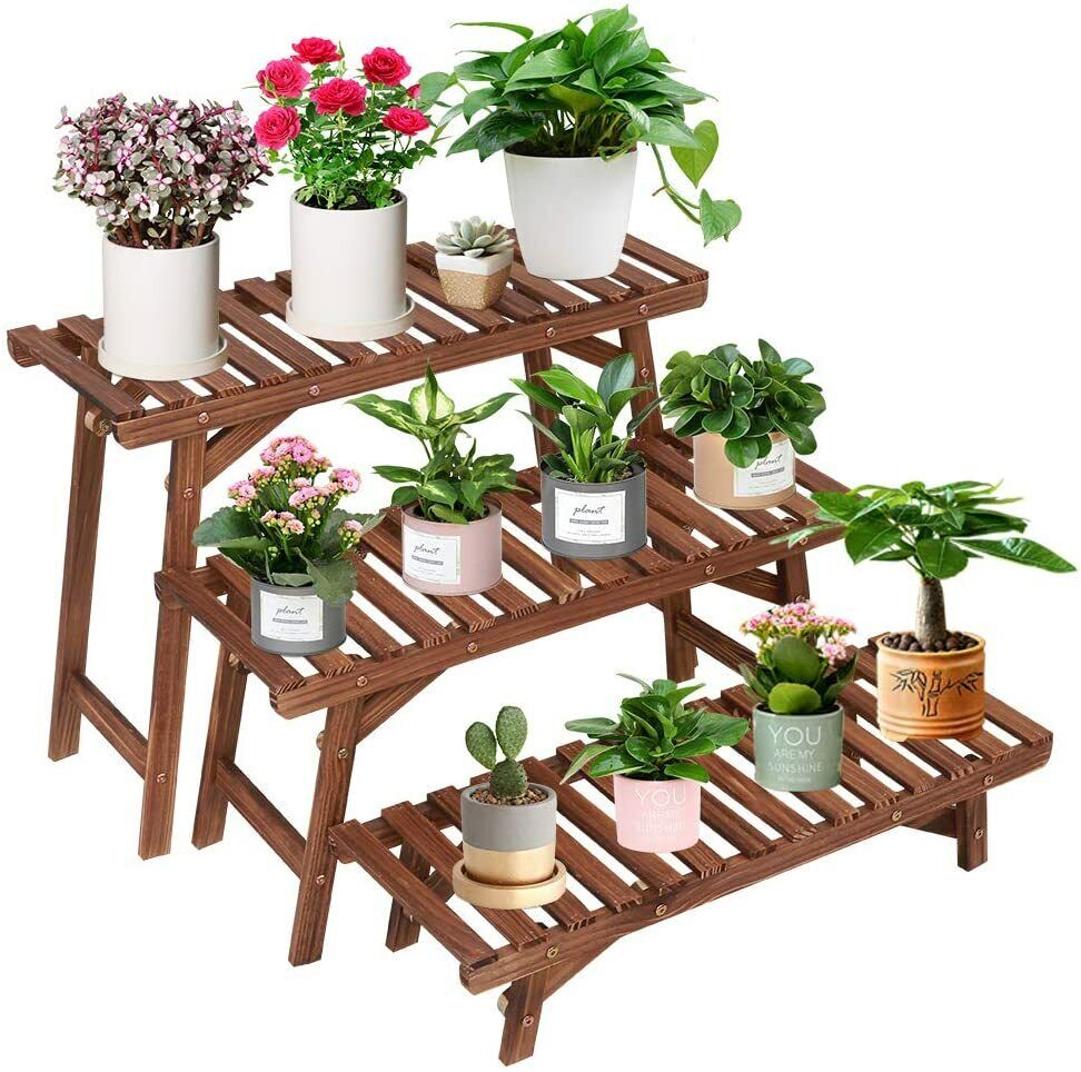 3 Tier Step Corner Shelf Plant Stand Ladder Flower Pot Rack 10 Different Display