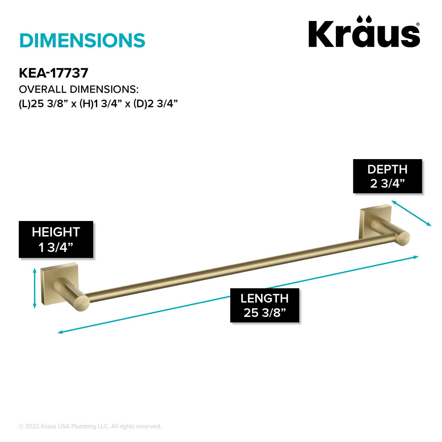 KRAUS Ventus 24-inch Bathroom Towel Bar in Brushed Gold