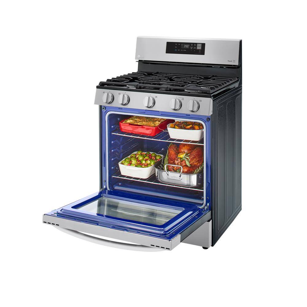 LG 30 in. 5.8 cu.ft. Smart Single Oven Gas Range with EasyClean Wi-Fi Enabled in. Stainless Steel LRGL5821S