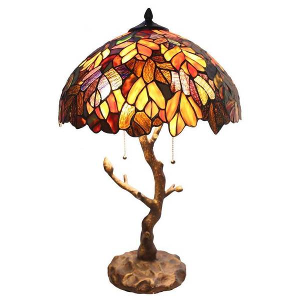 Copper Grove Eugenia Stained Glass 24.5-inch -style Lamp with Tree Trunk Base - 16