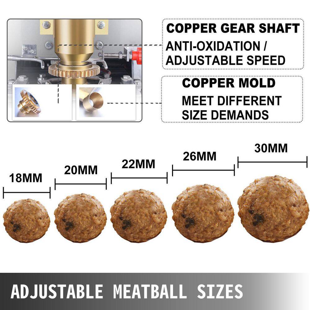 VEVOR Commercial Meatball Forming Machine 1100 Watt Meatball Maker Machine Electric Beef Pork Ball Making Tool with Models RWJLS1100WM000001V1