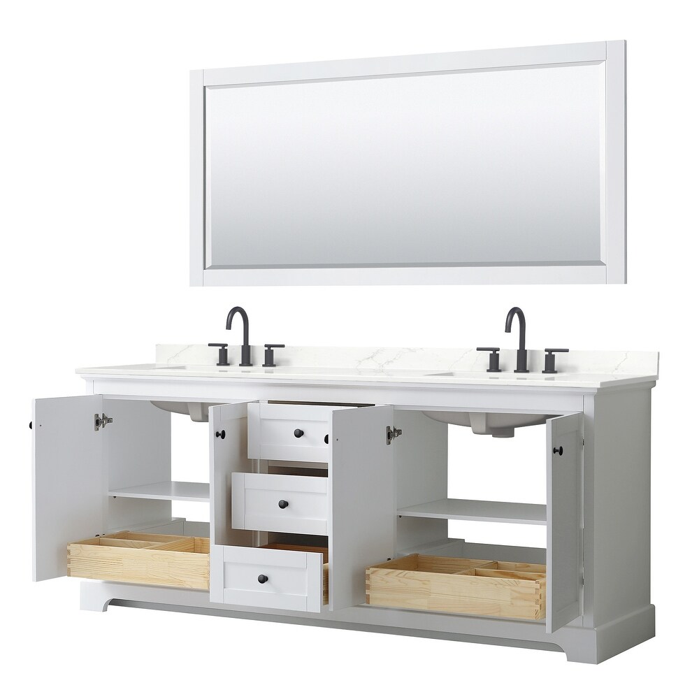 Avery 80 inch Double Vanity  Quartz Top  70 inch Mirror