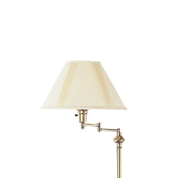 150 Watt Metal Floor Lamp with Swing Arm and Fabric Conical Shade, Gold