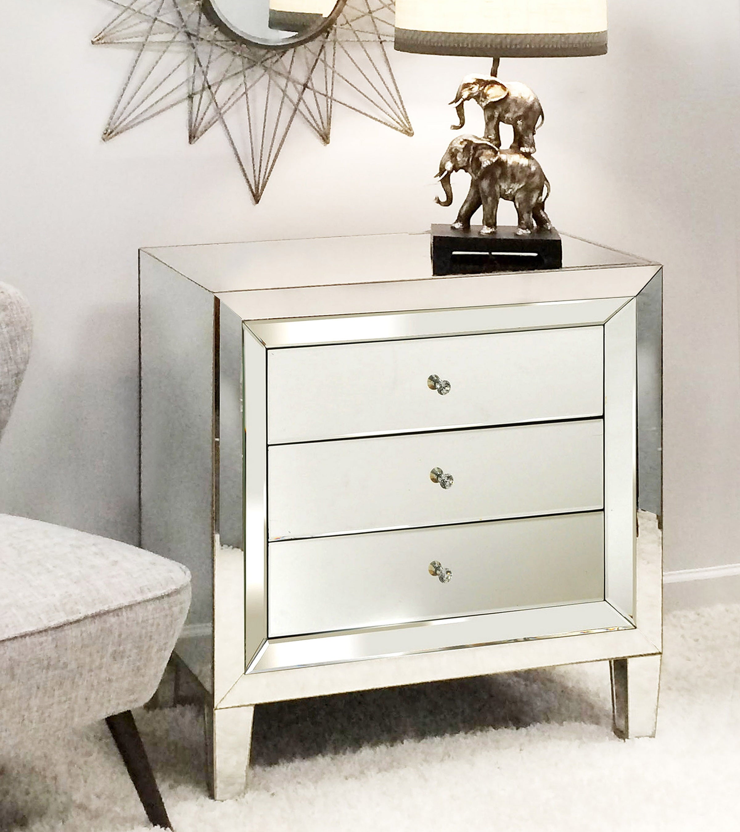 Style Craft 3 Drawer Mirrored Chest