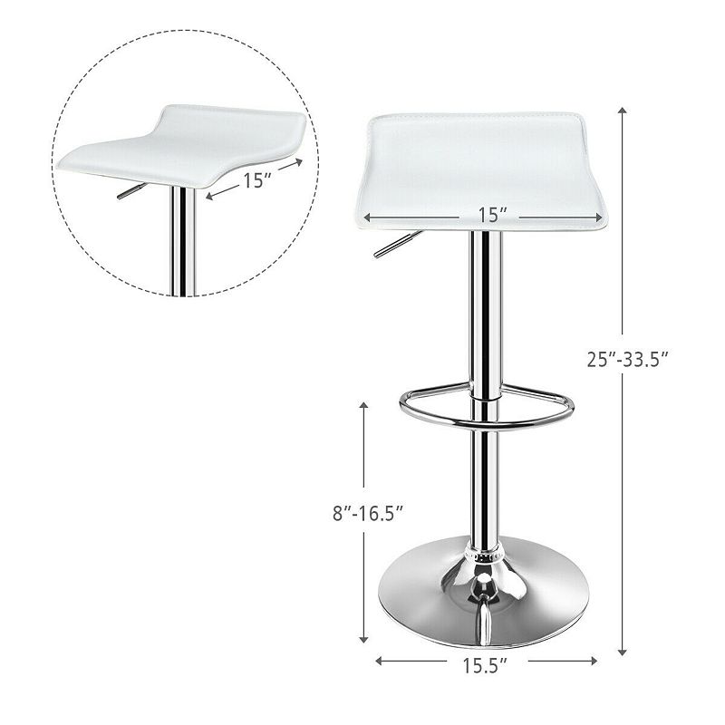 Set of 2 Adjustable PU Leather Backless Bar Stools