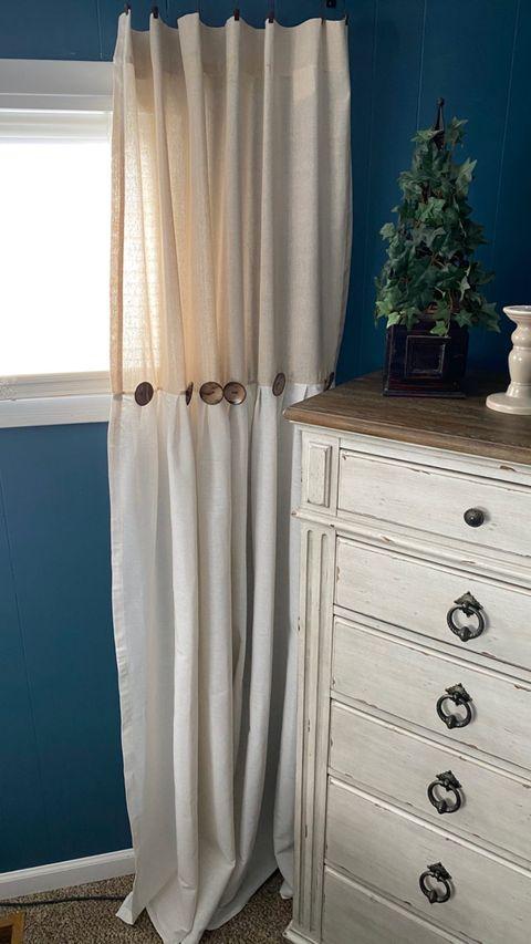 Linen Button Window Curtain Panel