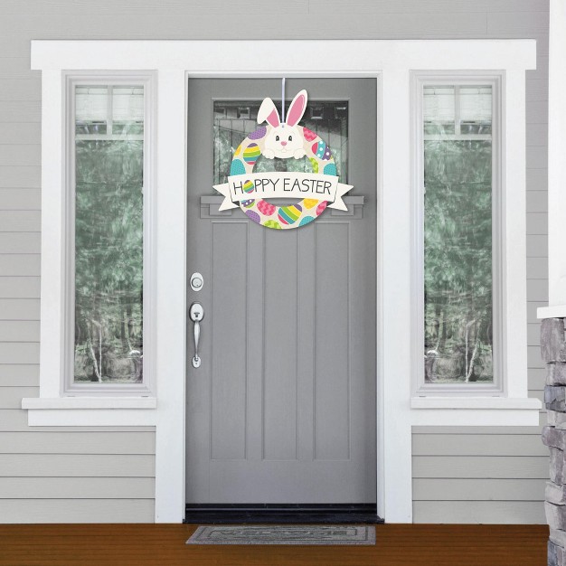 Big Dot Of Happiness Hippity Hoppity Outdoor Easter Bunny Party Decor Front Door Wreath