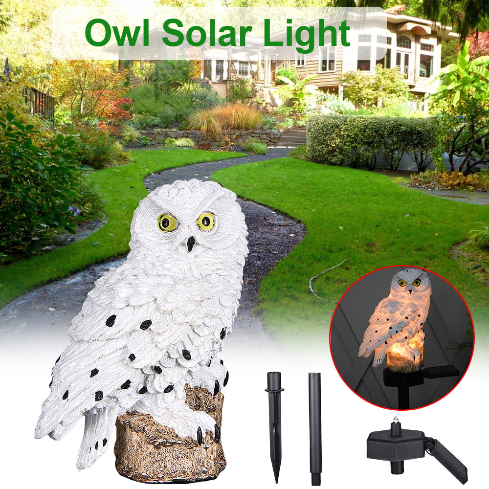 Kqiang Novelty Solar Garden Lights Owl Ornament Animal Bird Outdoor Led Decor Sculpture