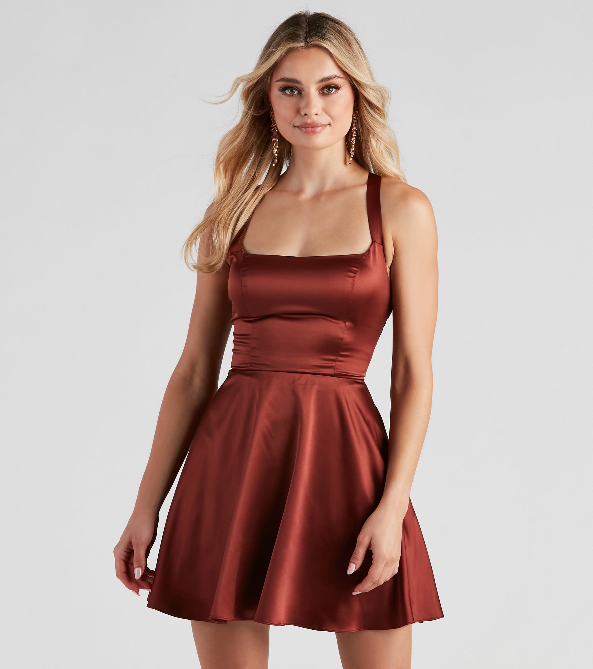 Sabrina Satin Lace-Up Party Dress