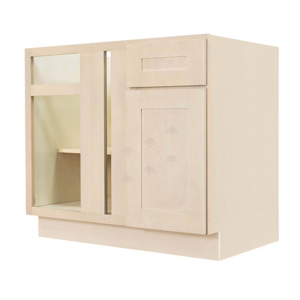 LIFEART CABINETRY Lancaster Shaker Assembled 36x34.5x24 in. Base Blind Corner Cabinet in Stone Wash ALSW-BBC36