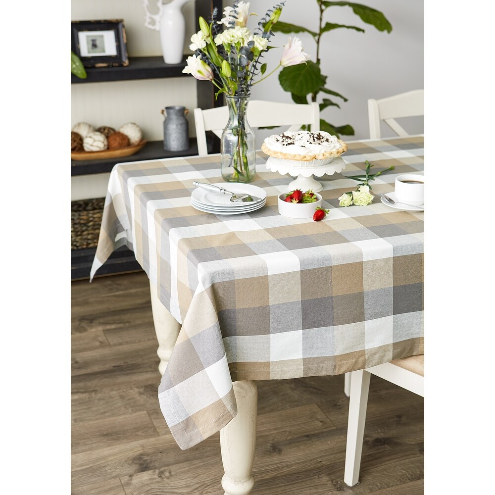 DII Tri Color Check Tablecloth 70 Round