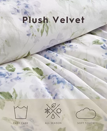 Laura Ashley Wisteria Faux Velour 2 Piece Duvet Cover Set， Twin