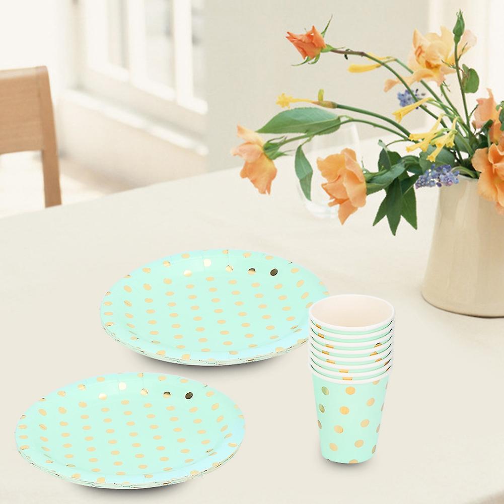 Disposable Dots Print Paper Plate Cup Straw Birthday Wedding Party Supplies Dish Tableware