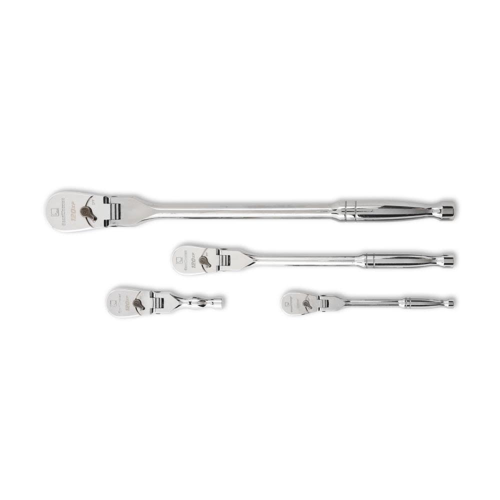 Flex Head Ratchet Set， 4 Pc Teardrop 120XP™ 1/4， 3/8 In. and 1/2 In. Drive