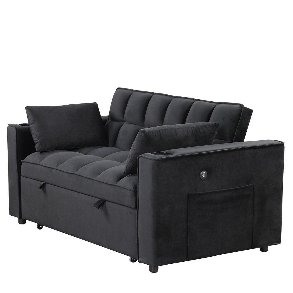 Multi Functional Convertible Sofa Bed  Loveseat w/Pull Out Sleeper Bed