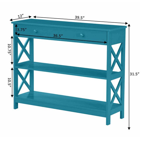 Oxford One Drawer Console Table in Teal Blue