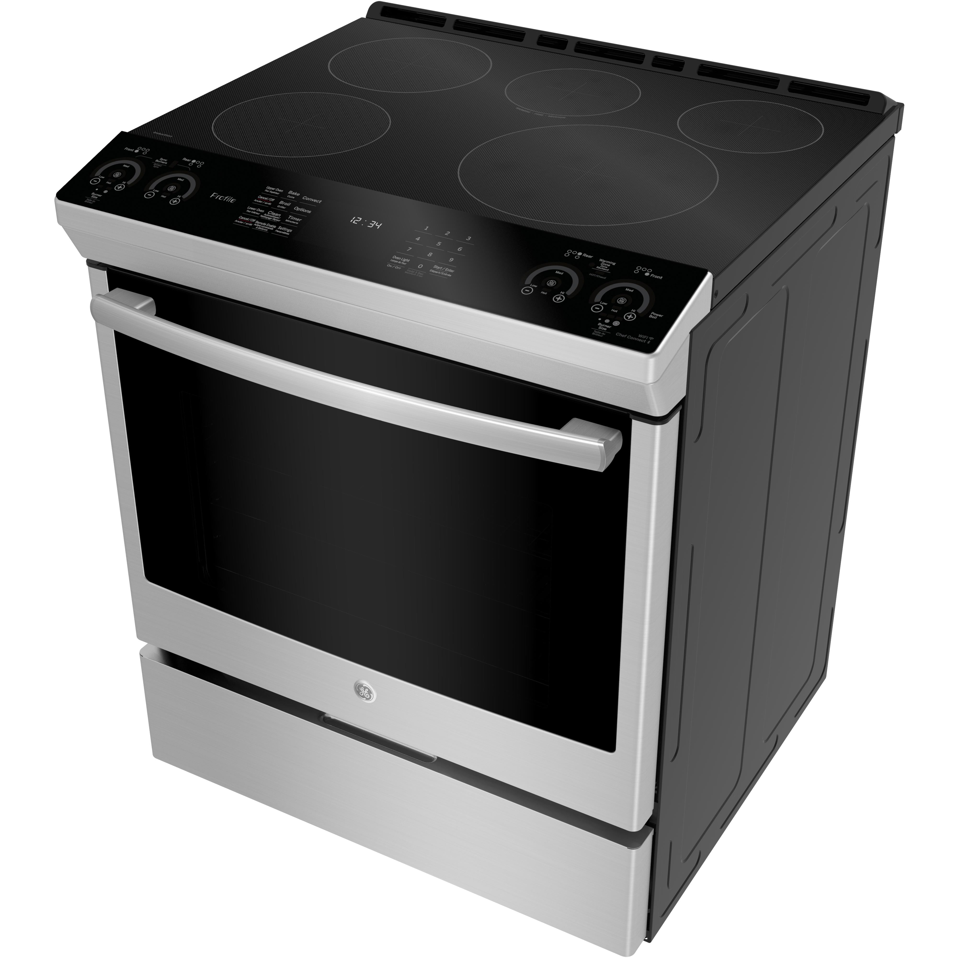 GE Profile 30-inch Slide-in Electric Induction Range with True European Convection Technology PCHS920YMFS