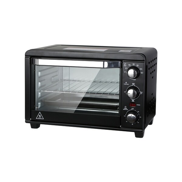 1200W 6-Slice Stainless Steel Simple Deluxe Oven ，Toaster， 20L Capacity， Black