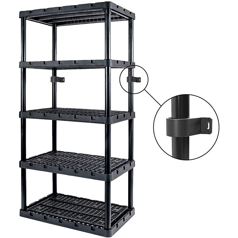 Gracious Living 5 Shelf Adjustable Ventilated Medium Duty Shelving Unit， Black