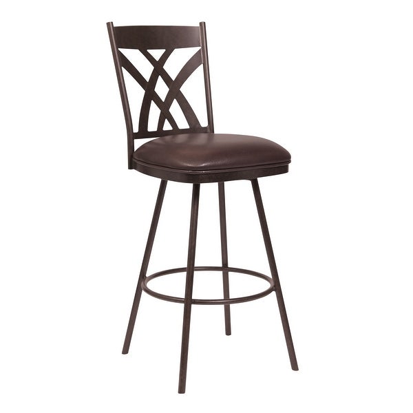 Counter Height Metal Swivel Bar Stool with Leatherette Seat， Brown