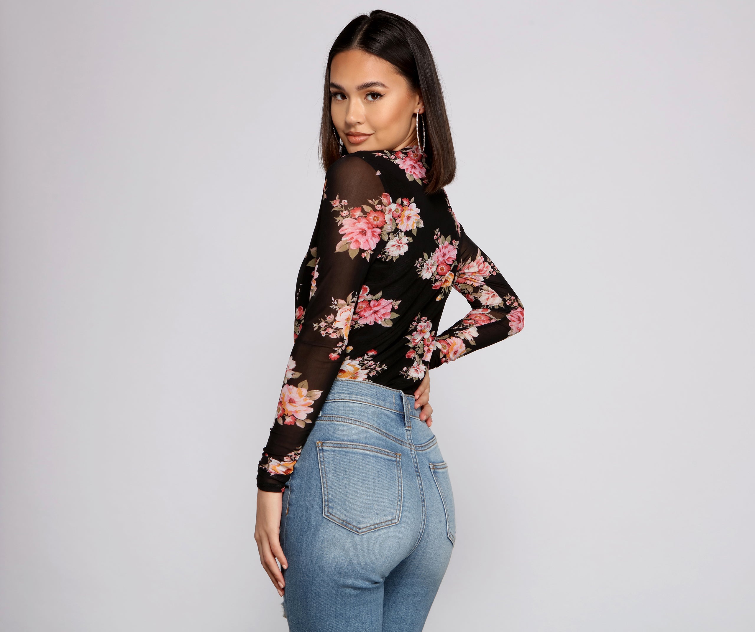 Flirty Floral Mesh Bodysuit