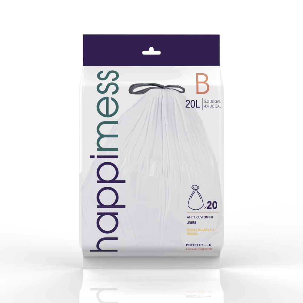 happimess 5.3 Gal. Drawstring Trash Can Liner (60-Count 3-Packs of 20 Liners) White HPM3000B-WHITE