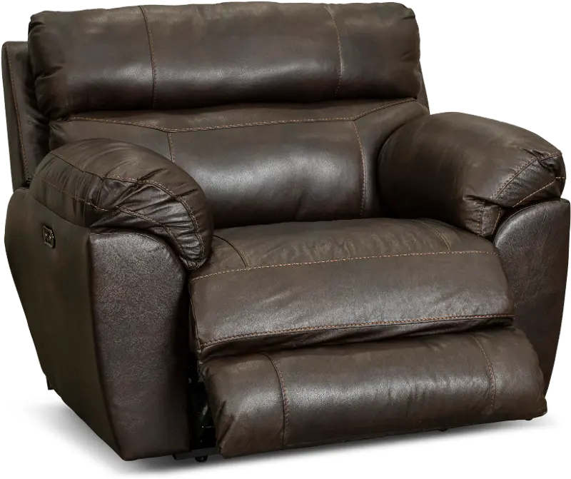 Costa Brown Leather Lay-Flat Power Recliner