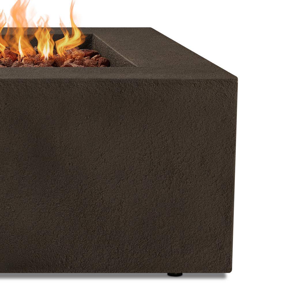 Real Flame Baltic 37 in. W X 16 in. H Square MGO Natural Gas Fire Table in Kodiak Brown with Burner Lid and Protective Cover 9720NG-KB