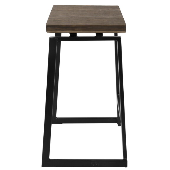 Geo Industrial Counter Stool in Black with Brown W...