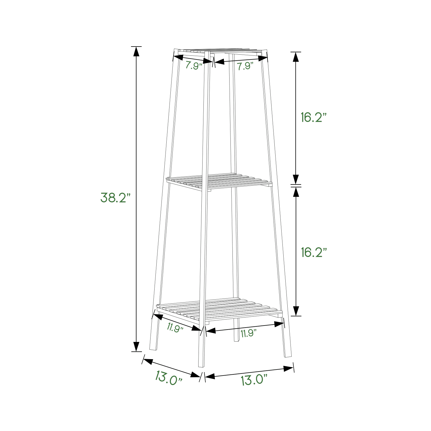 MoNiBloom Bamboo 3 Tiers Trapezoid Plant Stand, Display Rack, Flower Storage Shelf, Green, for Garden