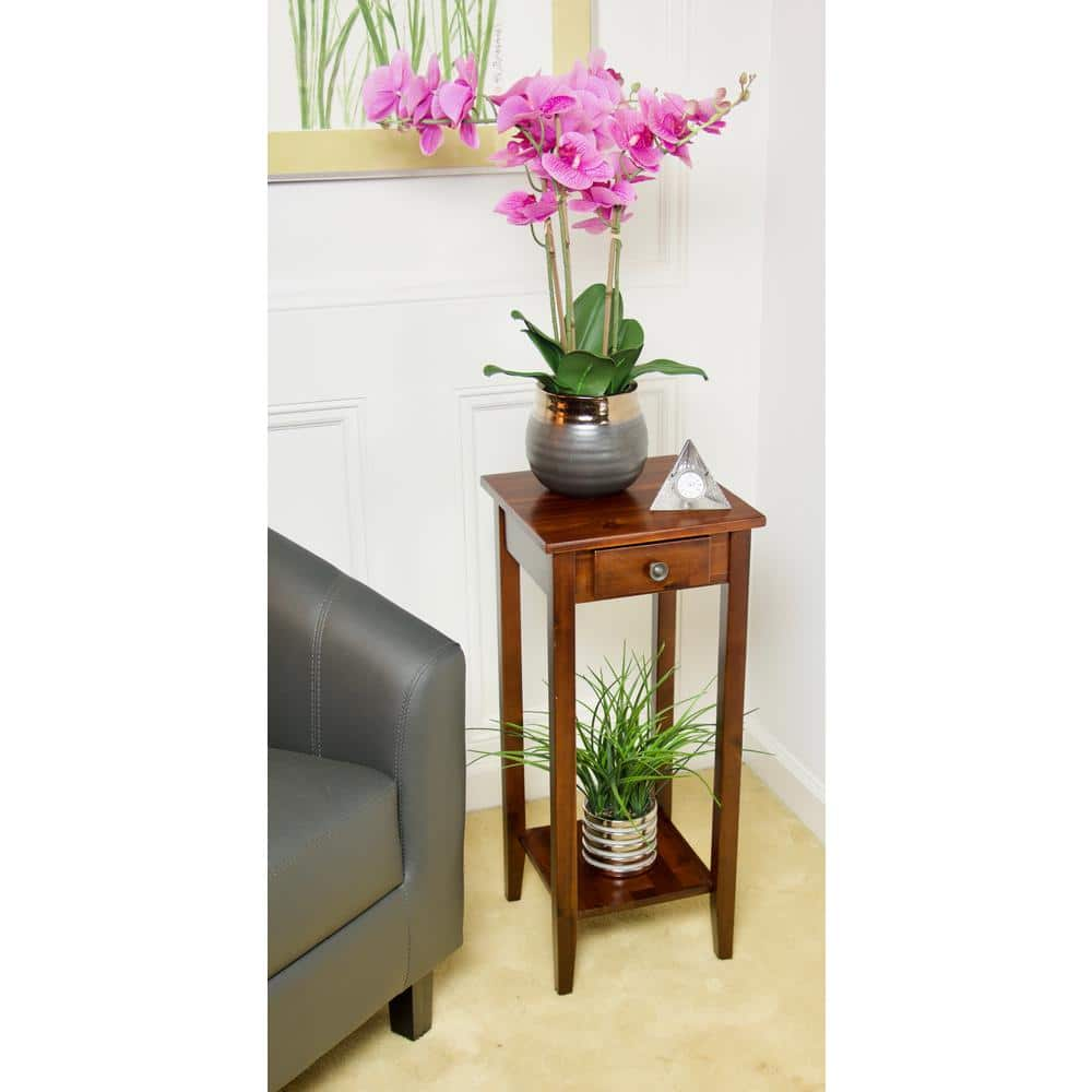 Solid Acacia Wood 27 in. Mahogany Plant Table VTTFT0004DM