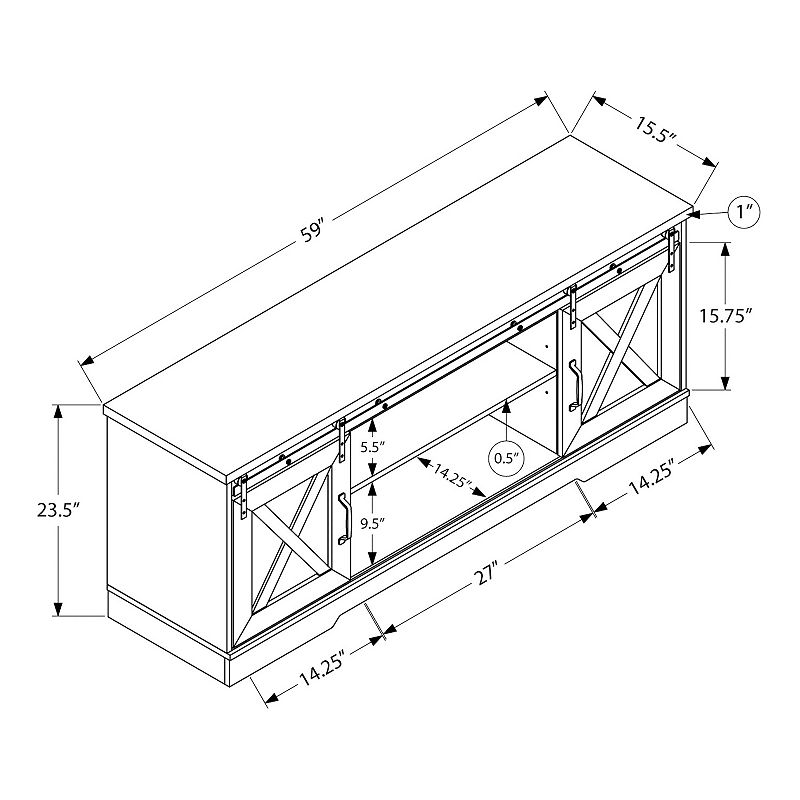 Monarch TV Stand with Barn Style Sliding Doors