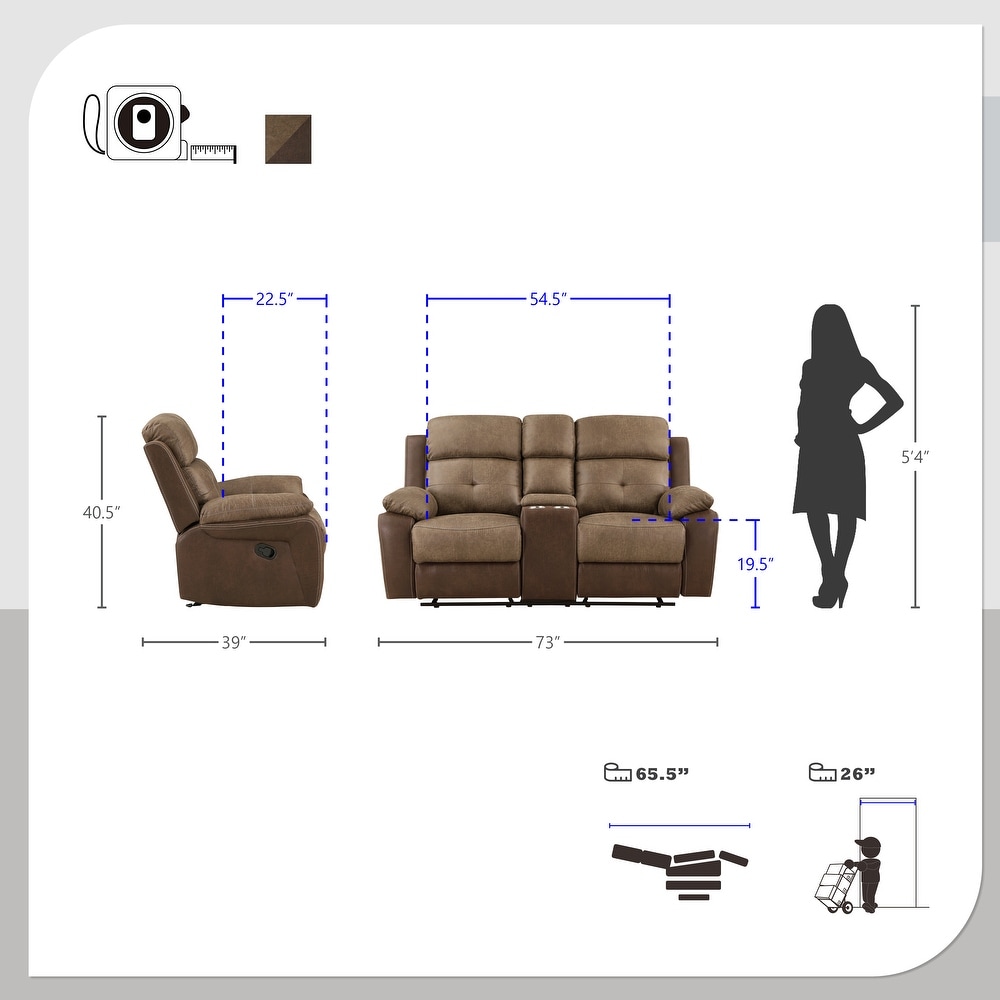 Jonnie 2 Piece Manual Reclining Living Room Sofa Set