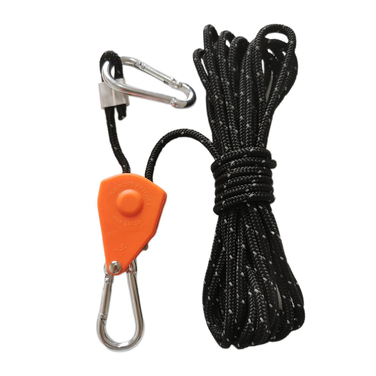 Rope Hanger Ratchet Tightener Grow Light Hangers For Outdoor Canopy Climbing 4m Black