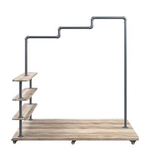 ZIRUWU Oak and Sandy Gray Brantley Hanger Rack ZQP-CR22A