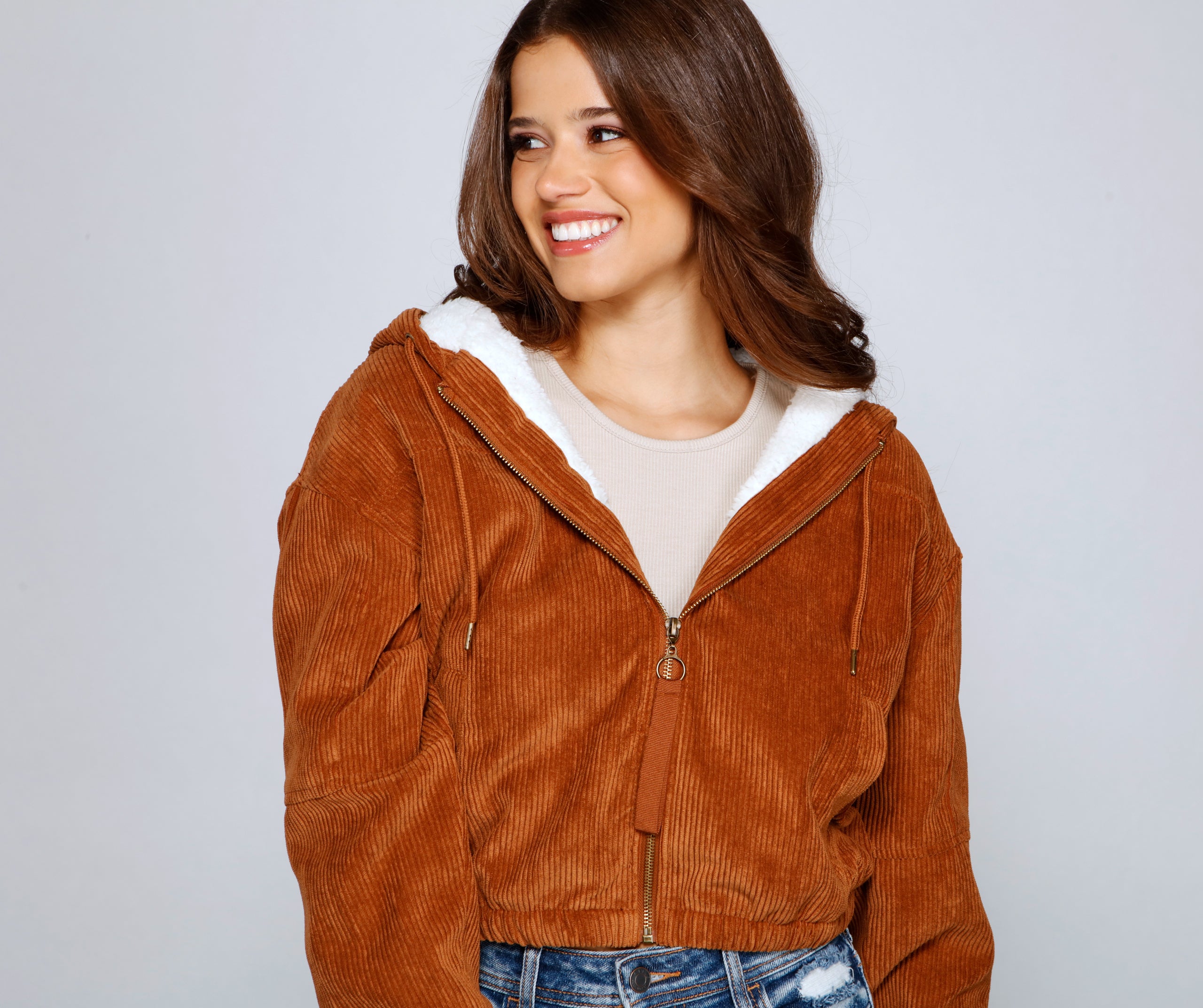 Corduroy Cutie Cropped Sherpa Jacket