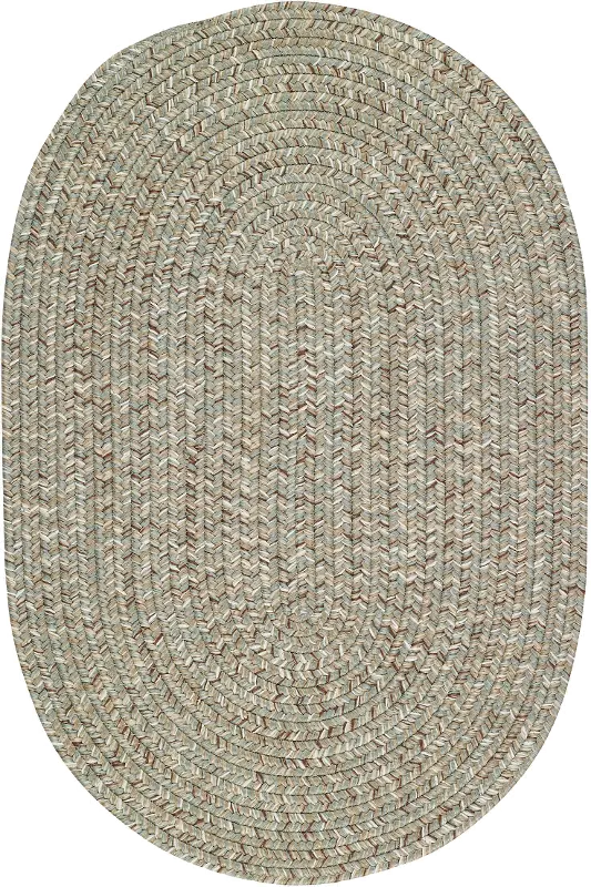 5 x 8 Medium Spa Green Oval Braided Indoor-Outdoor Rug - Sea Glass