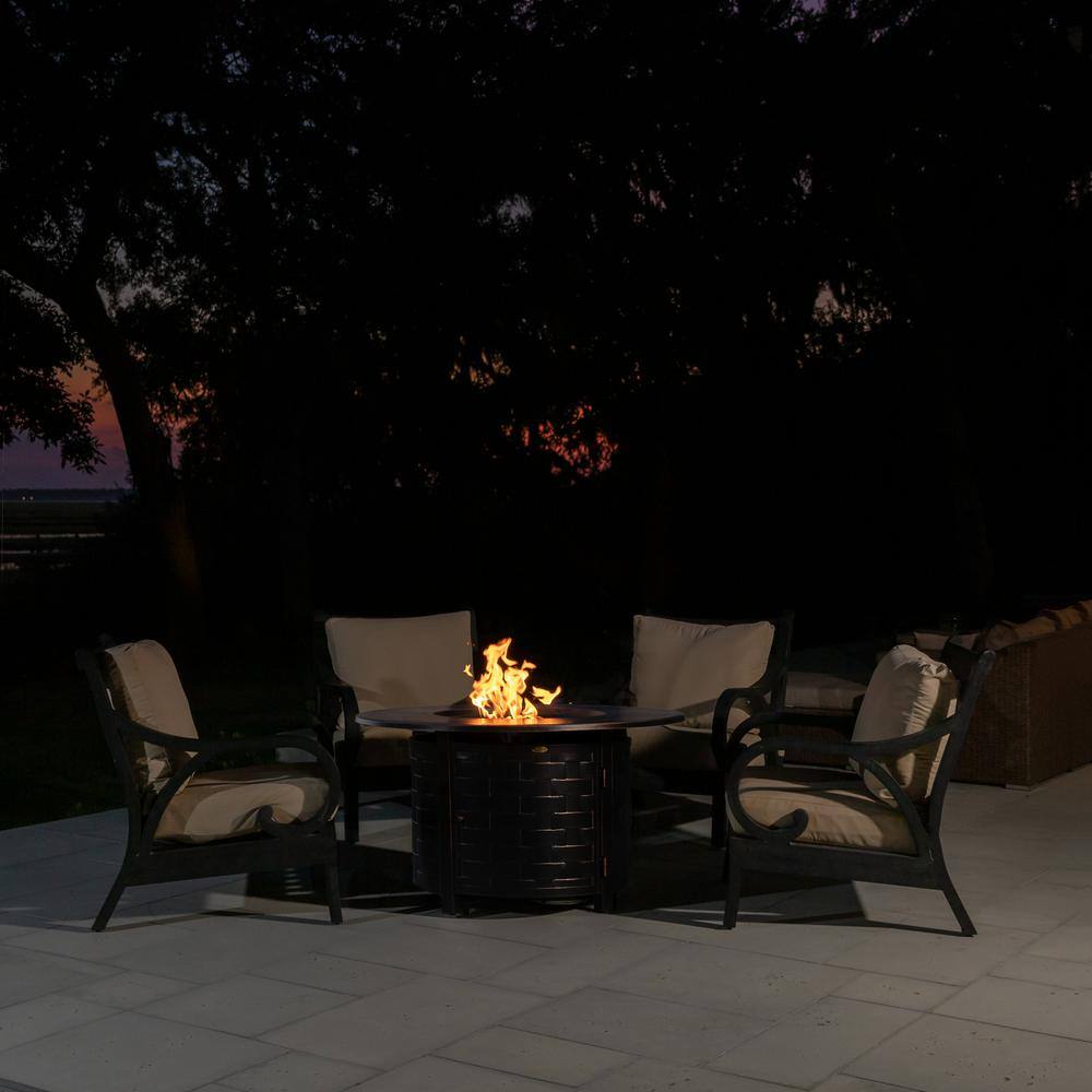 Fire Sense Perissa 44 in. Woven Aluminum LPG Fire Pit in Antique Bronze 62208