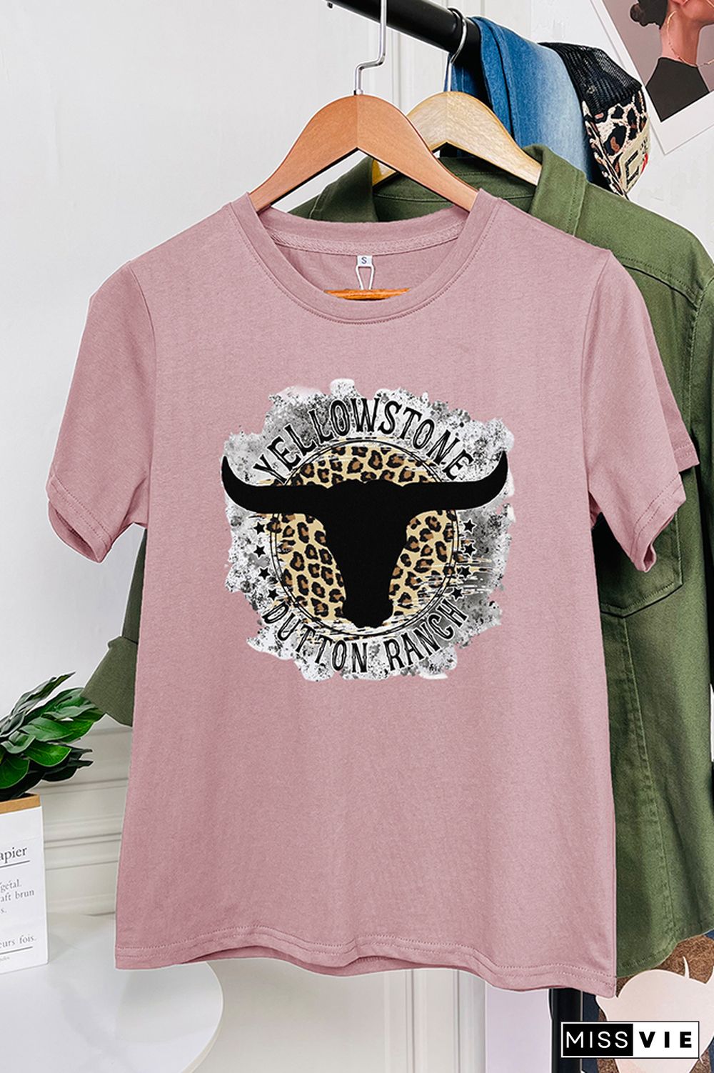 Yellowstone Dutton Ranch Leopard Short Sleeve Graphic Tee Wholesale