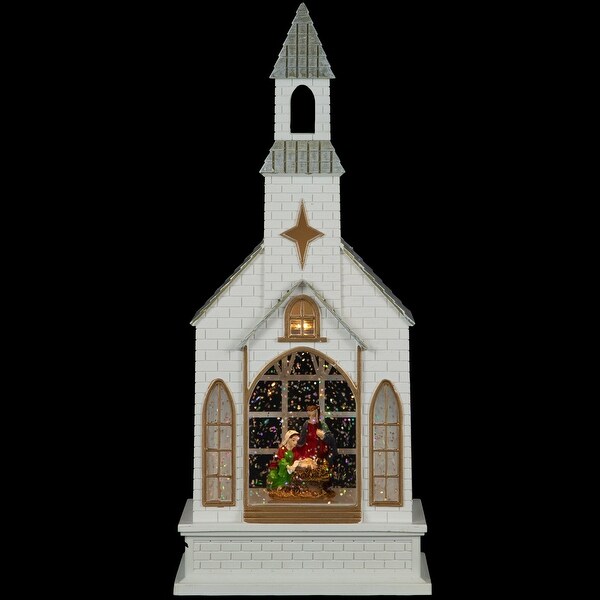 LED Lighted Holy Family Church Scene Christmas Snow Globe