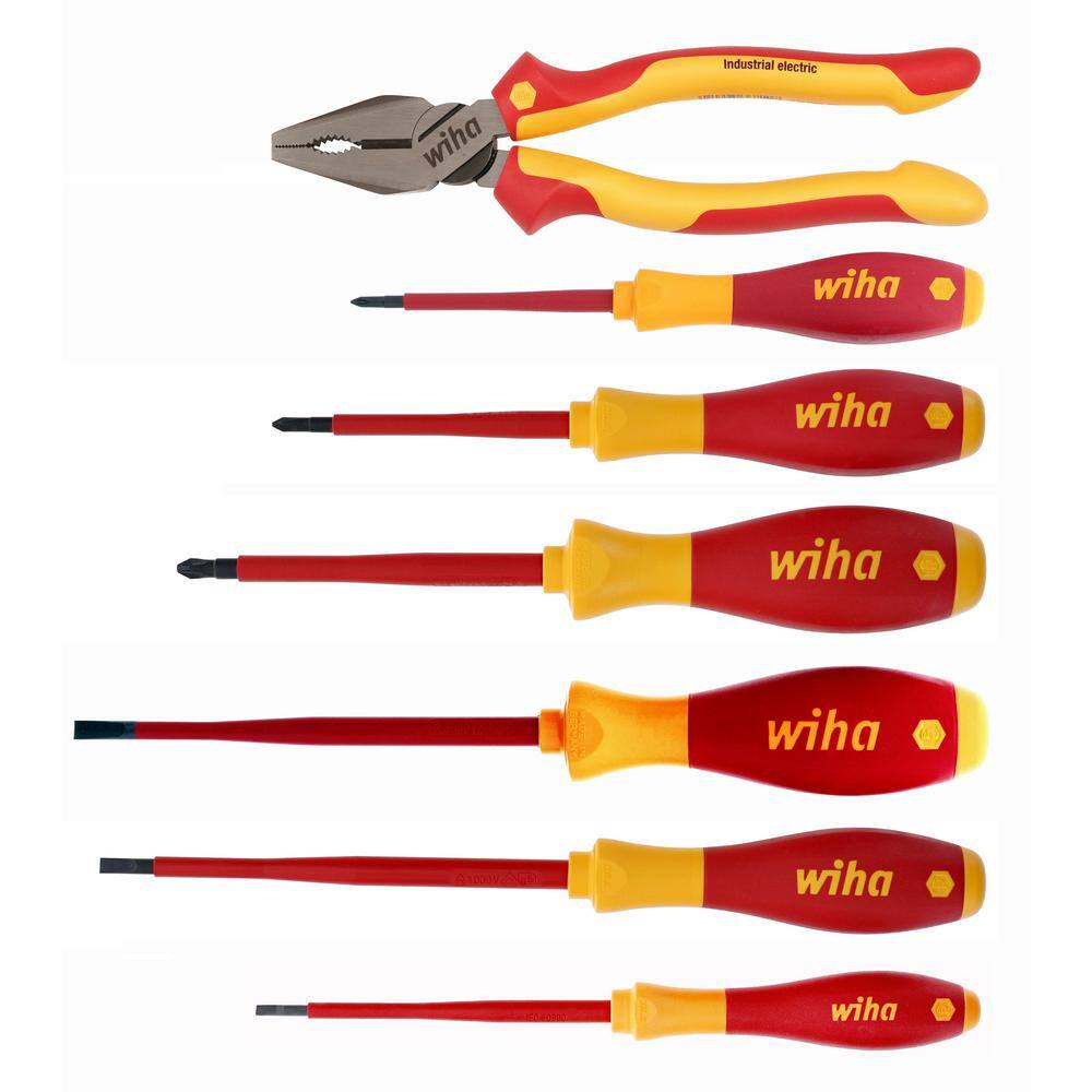 Wiha 7-Piece 8 in. Insulated Screwdriver Set with Lineman's Pliers 32858