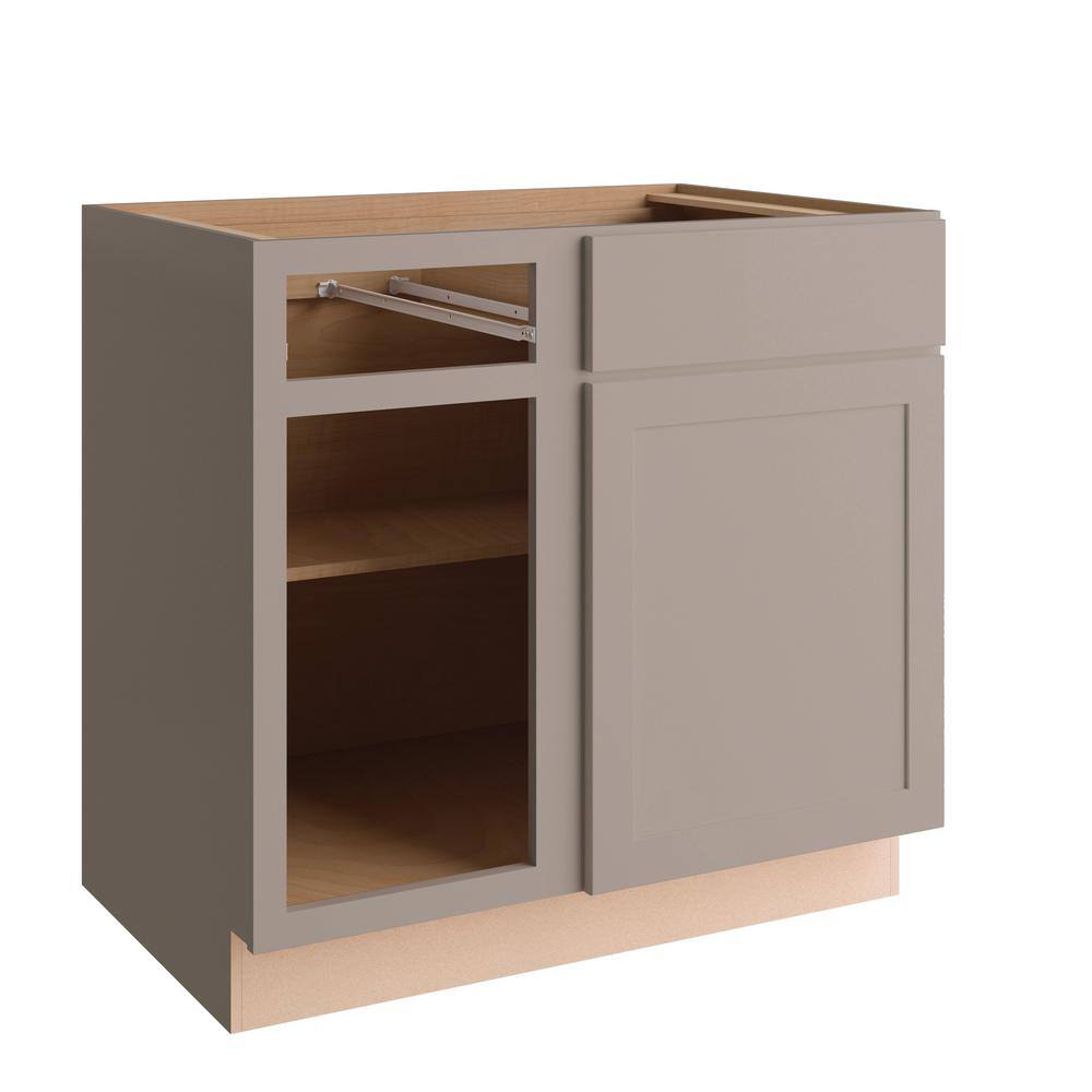 Hampton Bay Finish Courtland Shaker Assembled Stock Blind Base Cabinet Kitchen Cabinet in Sterling Gray 36 in. x 34.5 in. x 24 in. BBC45-CSG