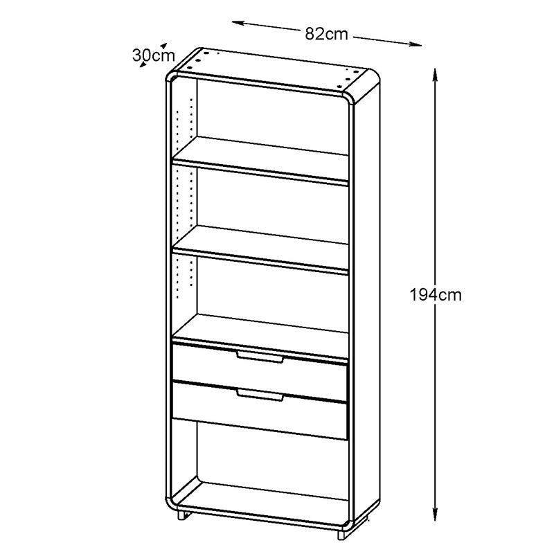 SIENNA Display Unit Bookcase 82cm -  Natural & White