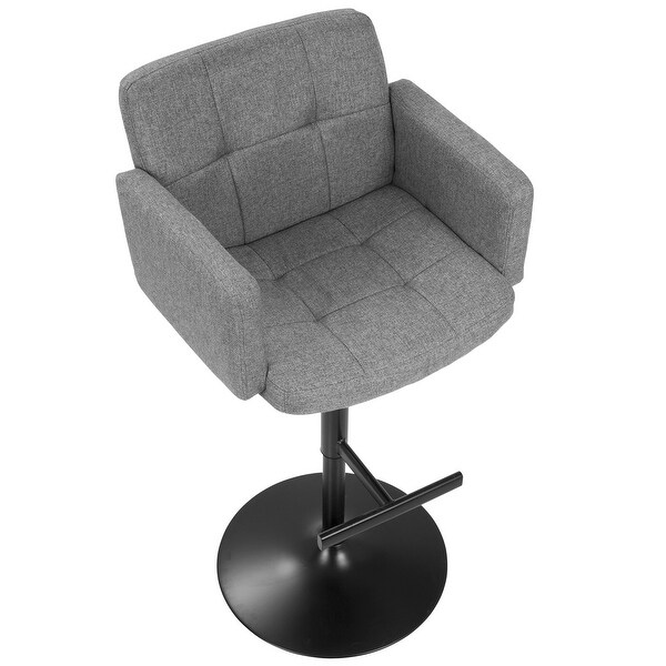 Strick and Bolton Lambert Grey Fabric and Black Metal Adjustable Bar Stool