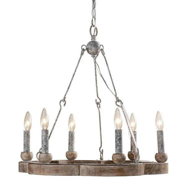 Distressed Wood 6-Light Weathered Kitchen Chandelier Shopping - The Best Deals on Chandeliers