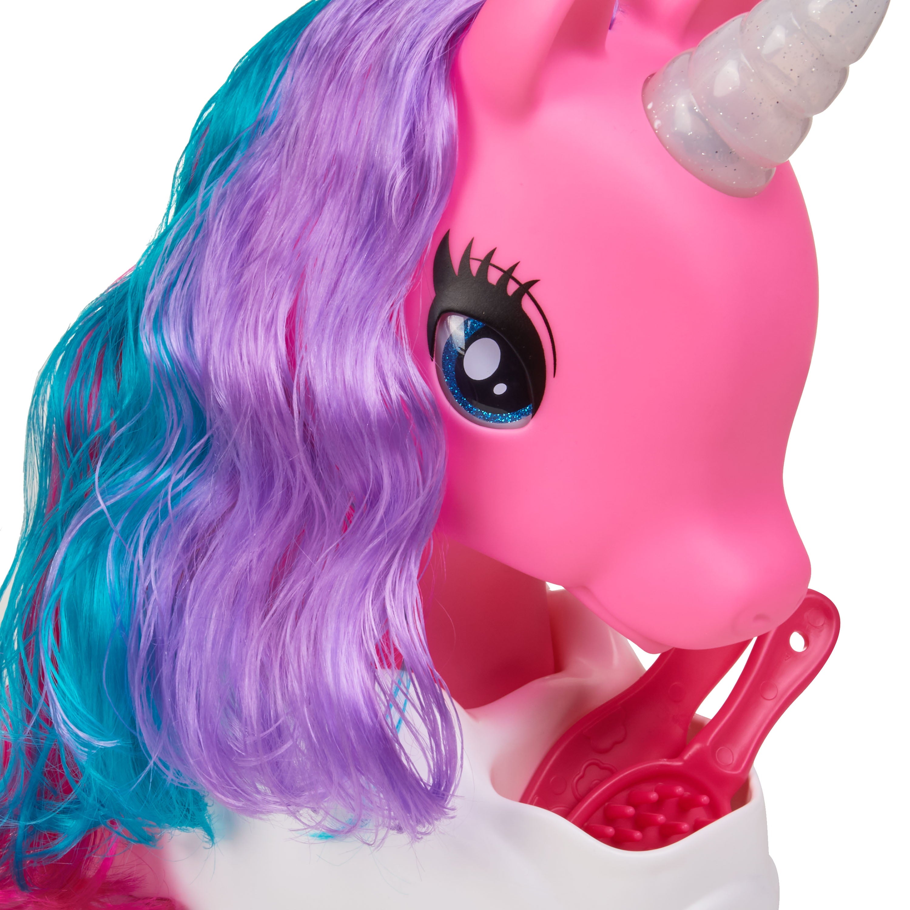 Kid Connection Unicorn Styling Head Toy Play Set, Blue Eyes, Multi-color Hair