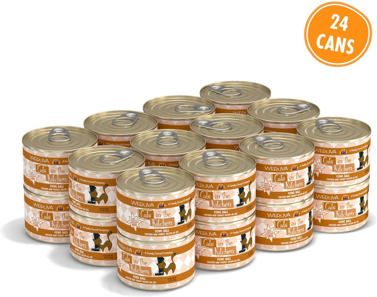 Weruva Cats in the Kitchen Fowl Ball Chicken and Turkey Au Jus Grain-Free Canned Cat Food